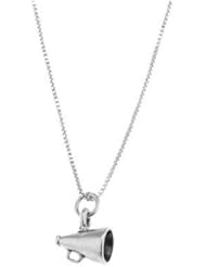 Sterling Silver Three Dimensional Cheerleader Megaphone Necklace