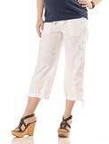 Motherhood Maternity: Under Belly Poplin Cargo Pockets Maternity Crop Pants