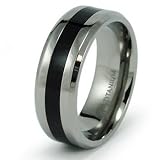 8mm Black Resin Inlay Titanium Ring (Sizes 7-13)