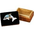 Wooden Dolphin Inlaid Shell Jewelry Box