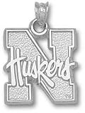 Nebraska Cornhuskers Solid Sterling Silver ''N HUSKERS'' Pendant