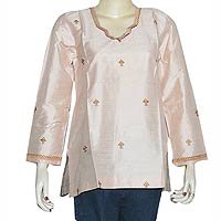 Kurti Fashion of India Pretty Pink Summer Dresses in Silk Size S