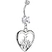 Crystalline Double Gem Open Flame Heart Belly Ring