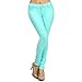 Womens Pull On Cotton Blend Color Jeggings Turquiose Large-X-Large