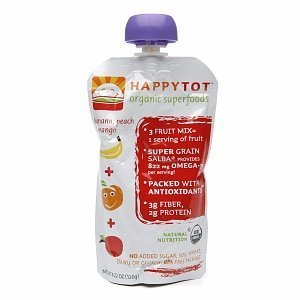 Happy Baby HappyTot Organic Baby Food Toddler Meal on the go - Banana - Peach - Mango - 4.22 pouch