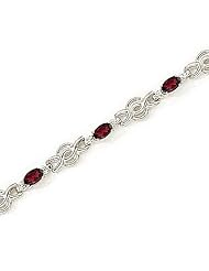 14kt Yellow Gold Oval Garnet and Diamond Bracelet