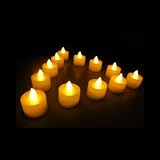 PK Green Set Of 12 Amber LED Candles, Waxless, Heatless, Flameless Tea Lights For Festivals, Decoration
