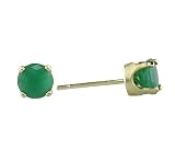 Emerald and Yellow Gold Round-Cut Stud Earrings