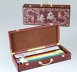 Dragon Design Wood Carrying Case Mah Jongg Set - Mah-Jong Sets