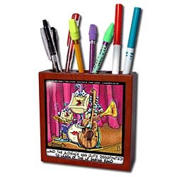 Londons Times Funny Society Cartoons - Lip Sinking Band - Tile Pen Holders-5 inch tile pen holder