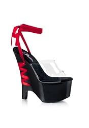 6 1/2 Inch Heel Sandal Women'S Size Shoe With Black And Red Ribbon Laces