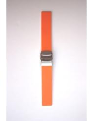20mm Orange Plain Smooth Rubber/Silicone Watchband with S/S Buckle