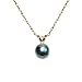 14k Yellow Gold AA 6.5x7mm Black Freshwater title=