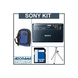 Sony Cyber-shot DSC-TX7 Digital Camera Kit, - Blue- with 4 GB SD Memory Card, Camera Case, Table Top Tripod