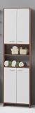 MADRID Premium Tall Bathroom Cupboard / Tallboy Shelf Unit in White and Walnut Finish by DMF