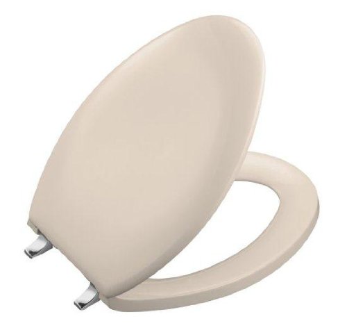 Kohler K-4685-CP-55 Bancroft Elongated Toilet Seat with Polished Chrome Hinges, Innocent Blush