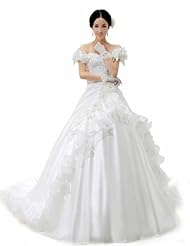 Chiffon/Taffeta/Tulle Crystals Lace Crystal Beaded Applique   Ball Gown  Dress with a Cathedral Train 