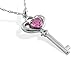 Created Pink Sapphire Key and Heart Pendant 1