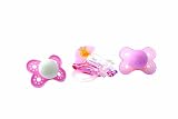 Mam 2 Pack Classic Latex Pacifier and Pacifier Clip, 2 Months, Colors May Vary