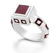 ITALIAN STERLING SILVER RING WITH WINE AND VIOLET ENAMEL