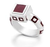 ITALIAN STERLING SILVER RING WITH WINE AND VIOLET ENAMEL