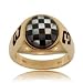 Mens Gold Racing Ring with Black Onyx and Mother of Pearl Checkered Flag #3