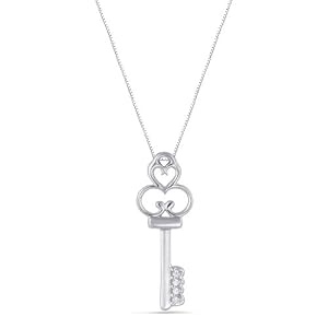 Women's 10k White Gold Pendant Necklace (0.03 cttw, I-J Color, I2 Clarity), 18" $105