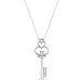 Womens 10k White Gold Diamond Key Pendant Necklace (0.03 cttw, I-J Color, I2 Clarity), 18"