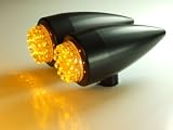 Black Anodized Motorcycle LED Turn Signals, front or rear, with Amber LEDs in Black Anodized Teardrop Housings