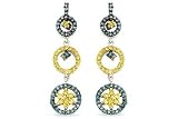1 Carat Blue and Yellow Diamond 14K White Gold Earrings
