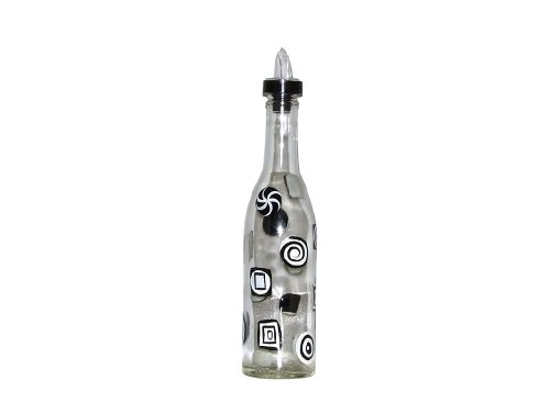 ArtisanStreet's Black & White Abstract Design Pour Bottle. Hand Painted, Signed By Artisan
