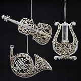 Pack of 12 Seasons of Elegance Ornate Musical Instrument Christmas Ornaments