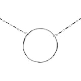 Sterling Silver Large Organic Open Ring Pendant on Flat Bar Link Necklace 16in + 2in Extender