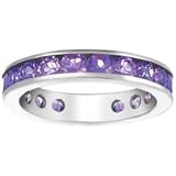 Sterling Silver True Romance Channel Set Natural Amethyst Eternity Ring