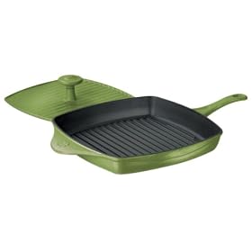 Calphalon Enamel Cast Iron Panini Pan with Press, Chive Green by Calphalon