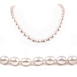 Single Strand 18 Inch 8-9mm white Oval Shape Freshwater Cultured Pearl Necklace