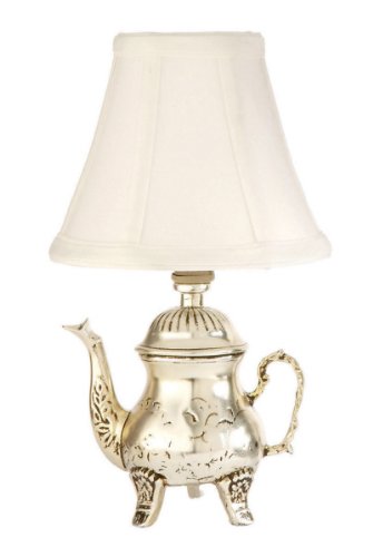 Best Cheap Pack of 2 Vintage Teapot Design Mini Table Lamps with Fabric Shades 5