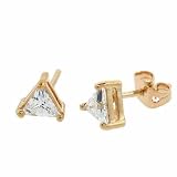 18K Gold over Sterling Silver CZ 6mm Triangle Stud Earrings