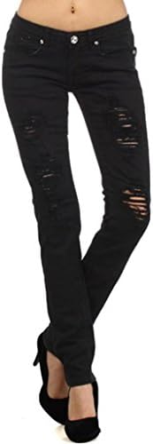 MACHINE JEANS Distressed Destroyed Denims Black Skinny Jeans Size 5