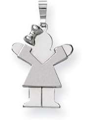 14k White Gold Small Girl w/Bow on Left Engravable Charm