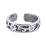 Sterling Silver Toe Ring Antique Finish Flower Toering