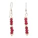 Dainty Ruby Gemstone Bead and Gold Vermeil Dangle Earrings, #8159