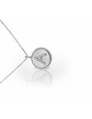 Platinum Lovely Diamond Letter Pendant with Diamond Halo. 1/2 CTW