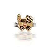 Bling Jewelry 925 Sterling Silver Baby Carriage Gold Vermeil CZ Charm Bead ChamiliaTroll Pandora Compatible