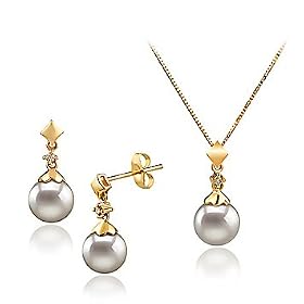 PearlsOnly Georgia White 7-8mm AA Japanese Akoya 14-karat-gold Pearl Set