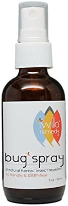 Iwilla Remedy - Bug Spray Herbal Insect Repellant, Deet Free, 2oz Glass Spray Bottle