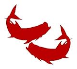 Two opposing silhouettes of a TARPON vinyl decal available in two sizes and many colors. WHOLESALE package of 25 sets of decals.