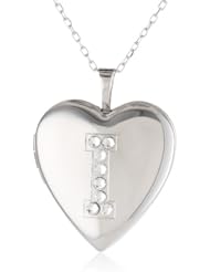 Momento Lockets Silver Swarovski Crystal Initial I Locket Necklace, 18"