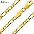 14K Gold Plated Silver 24" Figaro Chain 4mm