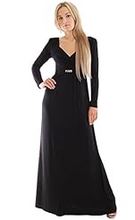 Elastane/Rayon Long Sleeves Stretchy Empire   Waistline Jumpsuit/Maxi Dress 